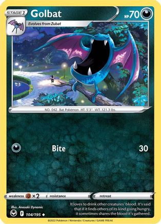 Image of Golbat 104/195  - Reverse Holofoil SWSH12 Silver Tempest - Uncommon