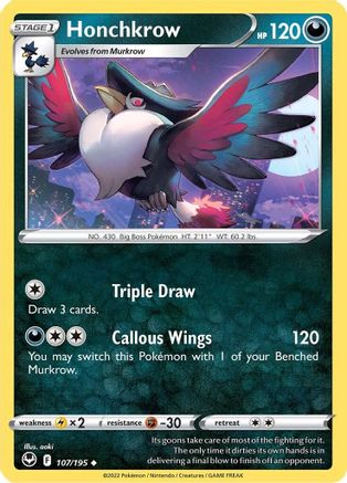 Image of Honchkrow 107/195  SWSH12 Silver Tempest - Uncommon