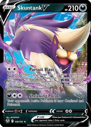 Image of Skuntank V 108/195  - Holofoil SWSH12 Silver Tempest - Ultra Rare