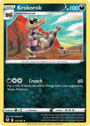 Image of Krokorok 112/195  - Reverse Holofoil SWSH12 Silver Tempest - Uncommon