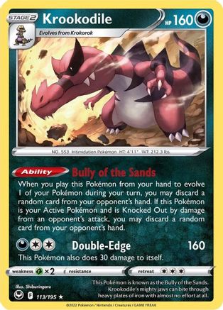 Image of Krookodile 113/195  - Holofoil SWSH12 Silver Tempest - Holo Rare