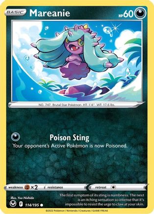Image of Mareanie 114/195  - Reverse Holofoil SWSH12 Silver Tempest - Common