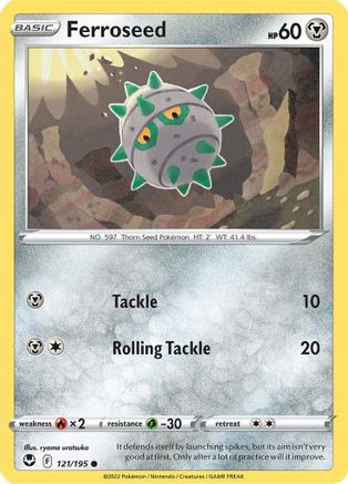 Image of Ferroseed 121/195  - Reverse Holofoil SWSH12 Silver Tempest - Common