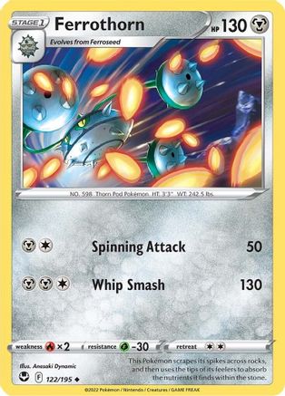Image of Ferrothorn 122/195  - Reverse Holofoil SWSH12 Silver Tempest - Uncommon