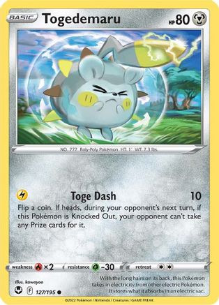 Image of Togedemaru 127/195  SWSH12 Silver Tempest - Common