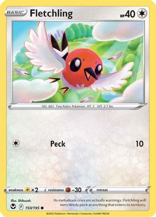 Image of Fletchling 150/195  - Reverse Holofoil SWSH12 Silver Tempest - Common