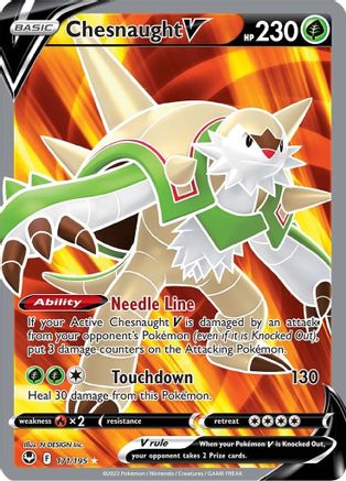 Image of Chesnaught V (Full Art) 171/195  - Holofoil SWSH12 Silver Tempest - Ultra Rare