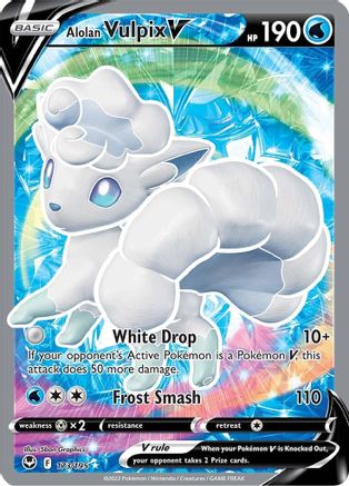 Image of Alolan Vulpix V (Full Art) 173/195  - Holofoil SWSH12 Silver Tempest - Ultra Rare