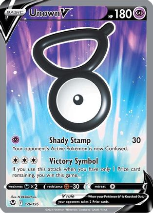 Image of Unown V (Full Art) 176/195  - Holofoil SWSH12 Silver Tempest - Ultra Rare