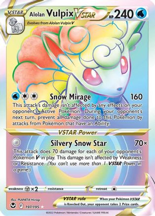 Image of Alolan Vulpix VSTAR (Secret) 197/195  - Holofoil SWSH12 Silver Tempest - Secret Rare