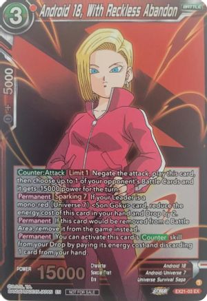 Image of Android 18, With Reckless Abandon (Zenkai Series Pack Vol.1) (EX21-03) - Tournament Promotion Cards
