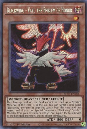 Image of Blackwing - Vayu the Emblem of Honor (BLCR-EN060) - Battles of Legend: Crystal Revenge 1st Edition