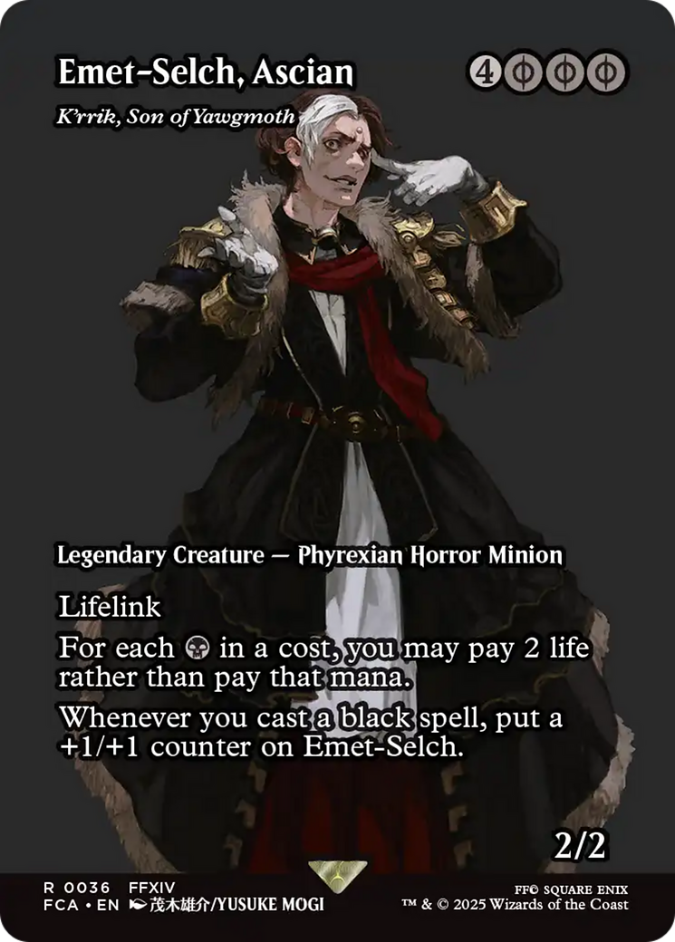 Image of Emet-Selch, Ascian - K'rrik, Son of Yawgmoth (Showcase) (FCA-036) - FINAL FANTASY: Through the Ages / Emet-Selch, Ascian (Borderless) Foil