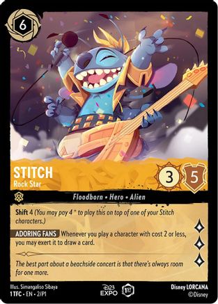 Image of Stitch - Rock Star (2) - D23 Promos Holofoil