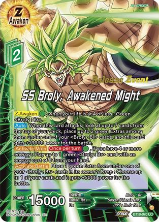 Image of SS Broly, Awakened Might (Fighter's Ambition Holiday Pack) (BT19-070) - Tournament Promotion Cards