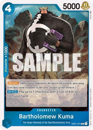 Image of Bartholomew Kuma (OP01-074) - Romance Dawn Foil