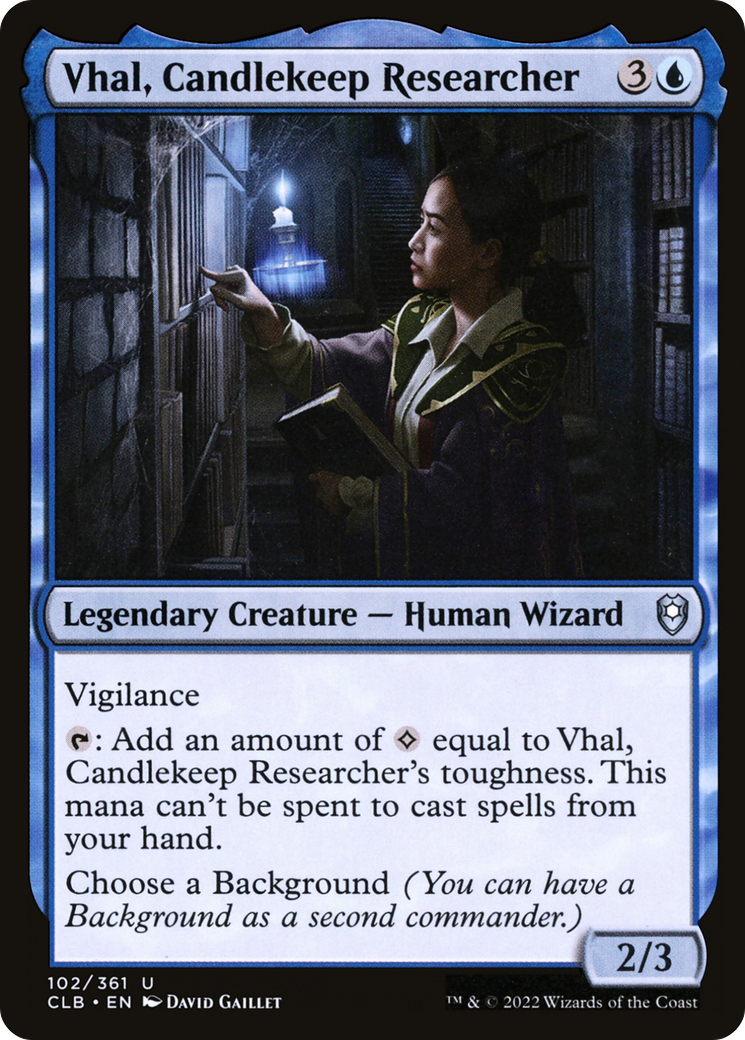 Image of Vhal, Candlekeep Researcher (CLB-102) - Commander Legends: Battle for Baldur's Gate