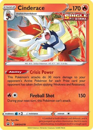 Image of Cinderace SWSH278  - Holofoil SWSH Sword & Shield Promo Cards - Promo