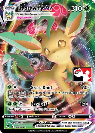 Image of Leafeon VMAX 008  - Holofoil Prize Pack Series Cards - Ultra Rare