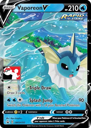 Image of Vaporeon V SWSH150  - Holofoil Prize Pack Series Cards - Promo