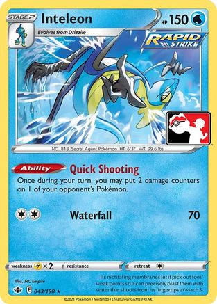 Image of Inteleon (43) 043  - Holofoil Prize Pack Series Cards - Rare