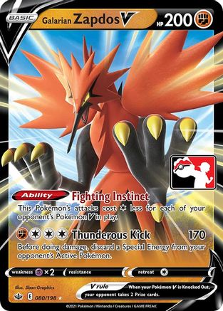 Image of Galarian Zapdos V 080  - Holofoil Prize Pack Series Cards - Ultra Rare