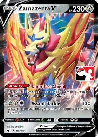 Image of Zamazenta V 139/202  - Holofoil Prize Pack Series Cards - Ultra Rare