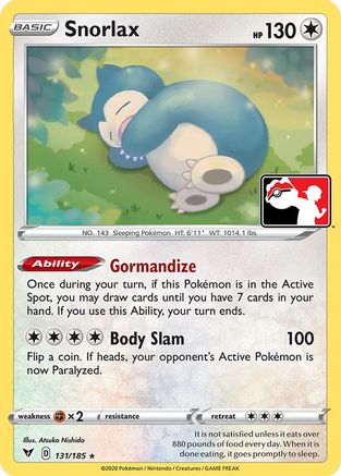 Image of Snorlax 131/185  Prize Pack Series Cards - Rare