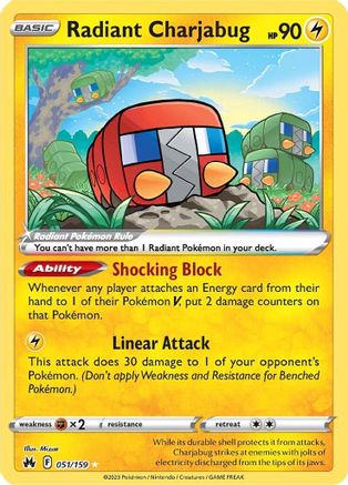 Image of Radiant Charjabug 051/159  - Holofoil Crown Zenith - Radiant Rare