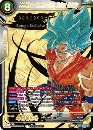 Image of SSB Kaio-Ken Son Goku, United Divinity (European Serial Numbered) (BT1-111) - Tournament Promotion Cards Foil