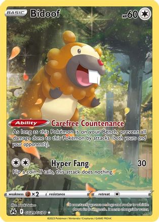 Image of Bidoof GG29/GG70  - Holofoil Crown Zenith Galarian Gallery - Ultra Rare