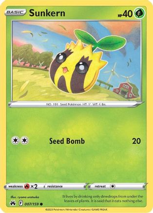 Image of Sunkern 007/159  - Reverse Holofoil Crown Zenith - Common