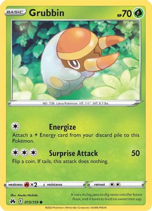 Image of Grubbin 015/159  - Reverse Holofoil Crown Zenith - Common