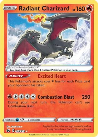 Image of Radiant Charizard 020/159  - Holofoil Crown Zenith - Radiant Rare