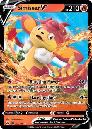 Image of Simisear V 022/159  - Holofoil Crown Zenith - Ultra Rare