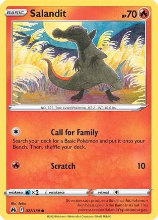 Image of Salandit 027/159  - Reverse Holofoil Crown Zenith - Common