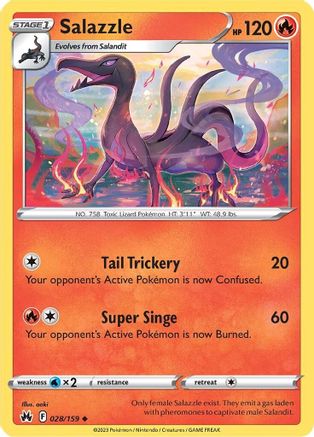 Image of Salazzle 028/159  - Reverse Holofoil Crown Zenith - Uncommon