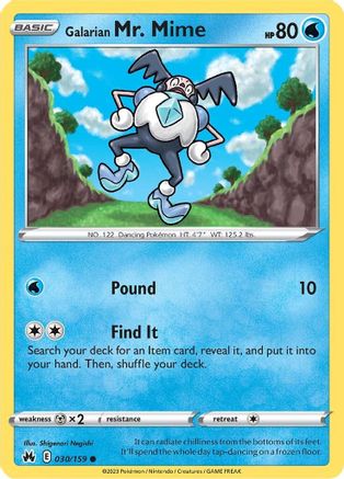 Image of Galarian Mr. Mime 030/159  - Reverse Holofoil Crown Zenith - Common