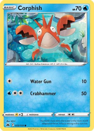Image of Corphish 033/159  - Reverse Holofoil Crown Zenith - Common
