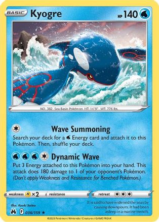 Image of Kyogre 036/159  - Holofoil Crown Zenith - Holo Rare