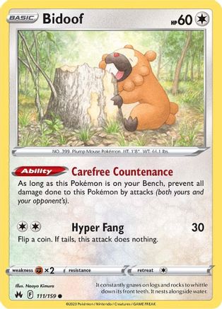 Image of Bidoof 111/159  Crown Zenith - Common