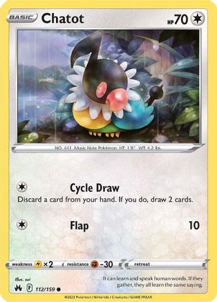 Image of Chatot 112/159  - Reverse Holofoil Crown Zenith - Common