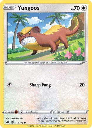 Image of Yungoos 117/159  - Reverse Holofoil Crown Zenith - Common