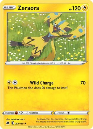 Image of Zeraora 052/159  - Reverse Holofoil Crown Zenith - Rare