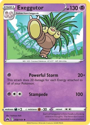Image of Exeggutor 058/159  - Reverse Holofoil Crown Zenith - Rare