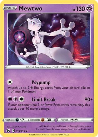 Image of Mewtwo 059/159  - Holofoil Crown Zenith - Holo Rare
