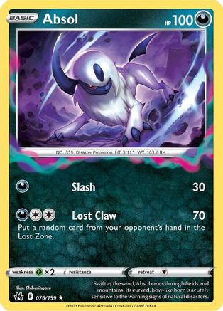 Image of Absol 076/159  - Reverse Holofoil Crown Zenith - Holo Rare