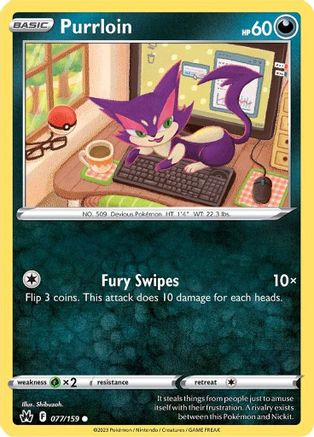 Image of Purrloin 077/159  Crown Zenith - Common