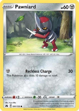 Image of Pawniard (91) 091/159  - Reverse Holofoil Crown Zenith - Common
