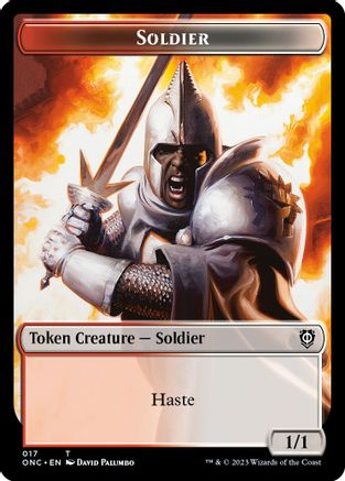 Image of Soldier (017) // Eldrazi Double-sided Token (ONC-) - Commander: Phyrexia: All Will Be One